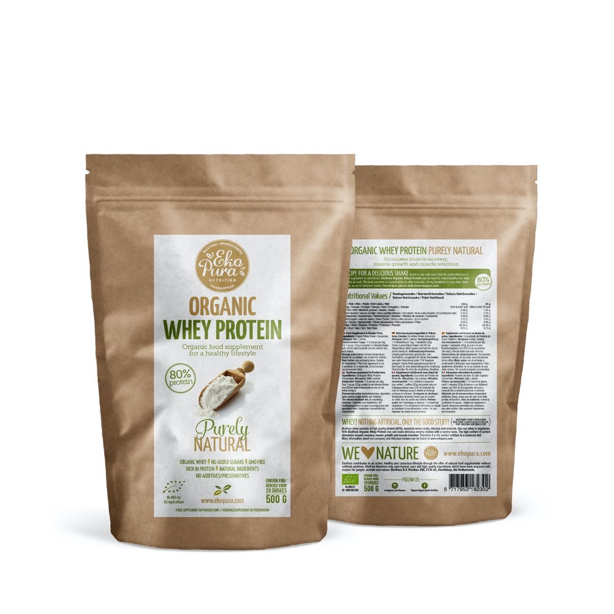 Ekopura Organic Whey Protein Naturel 500 Gram