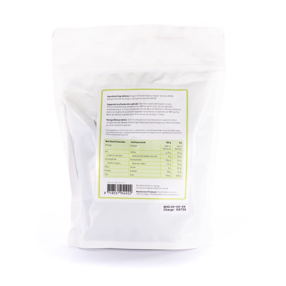 Big Food Chlorella Spirulina 500 gram Nu Kopen