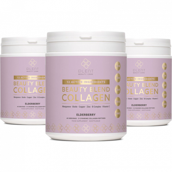 3 x Plent Beauty Blend - Collageen - Elderberry - 40 doseringen