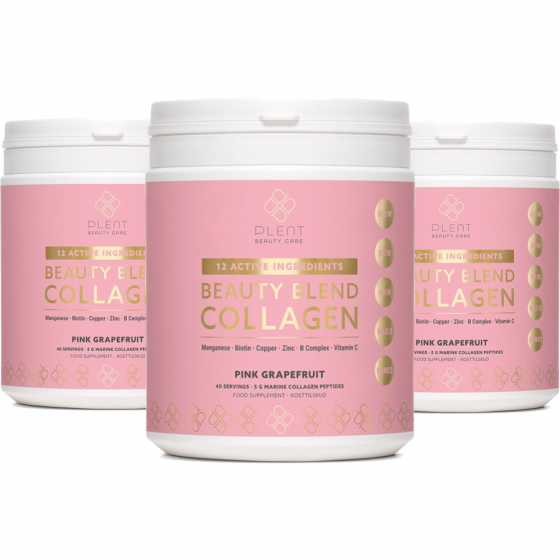 3x Plent Beauty Blend - Collageen - Pink Grapefruit - 40 doseringen