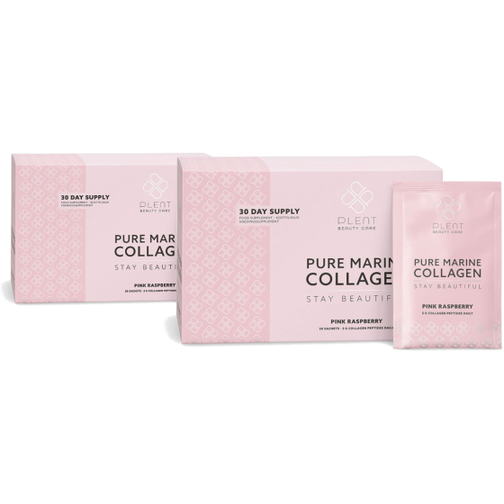 Plent - Viscollageen Pink Raspberry - 2 x 30 Sachets - 1+1 Gratis - Voordeelpakket Aanbieding