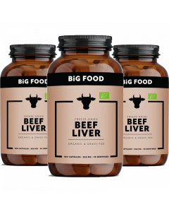 Big Food - Beef Liver Bio - Gevriesdroogd - 3 x 180 caps - Voordeelpakket Aanbieding